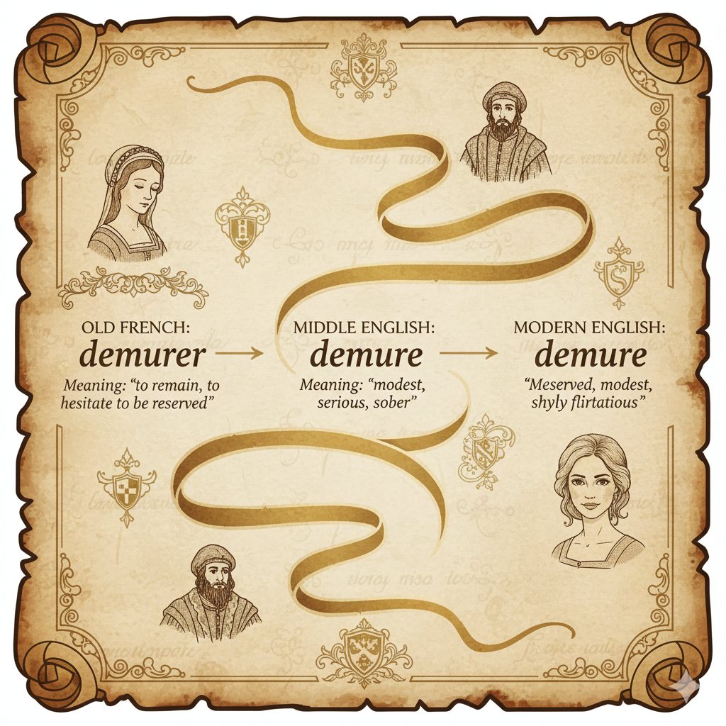 Origin and History of the Word Demure