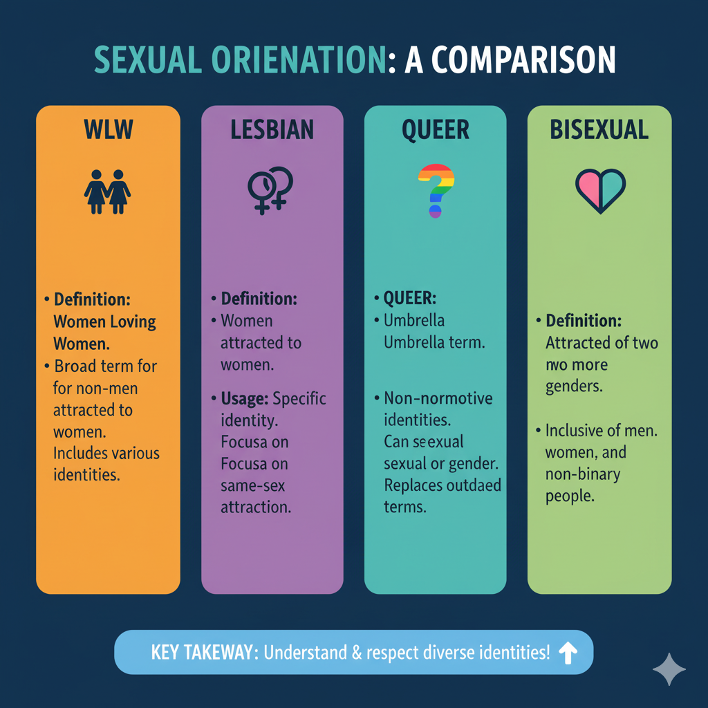 🏳️‍🌈 WLW vs Lesbian vs Queer vs Bisexual: Comparison Table
